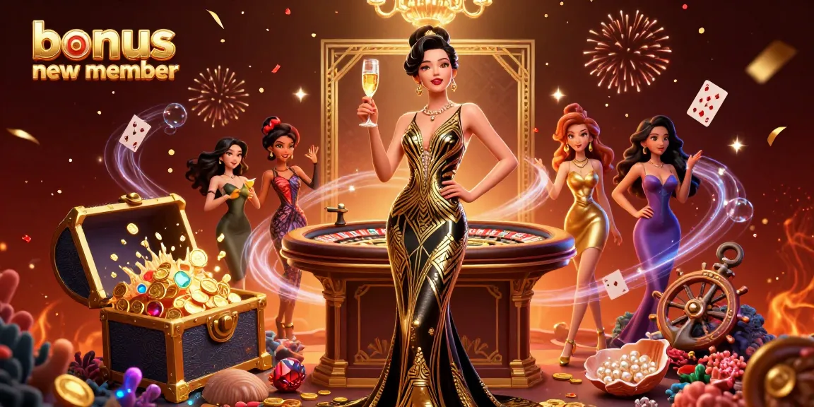 Experience the thrill of bonus new member promotions in this vibrant casino illustration.