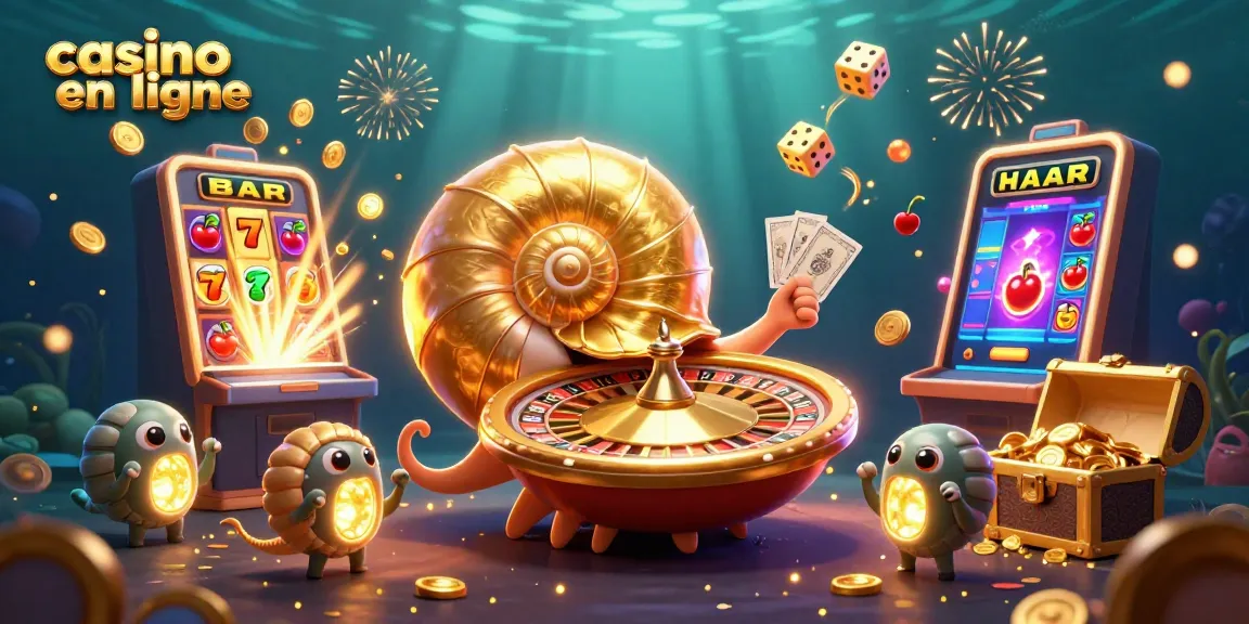 Gagnez aux jeux captivants de casino en ligne avec un nautilus géant et une machine à sous explosant de pièces d'or.