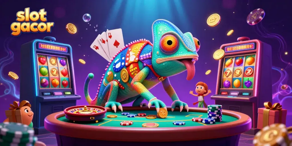 Experience the thrill of slot gacor with a dynamic chameleon casino owner in action.