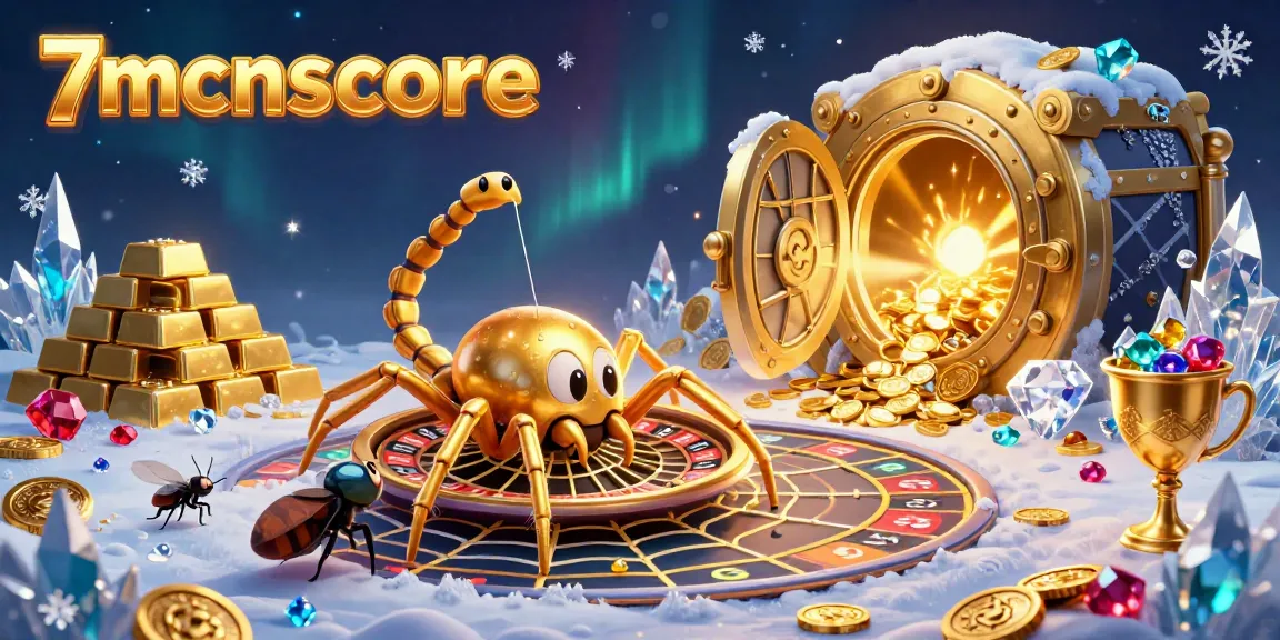Engage in thrilling bets with 7mcnscore in a vibrant 3D illustration showcasing a spider-themed roulette setup.