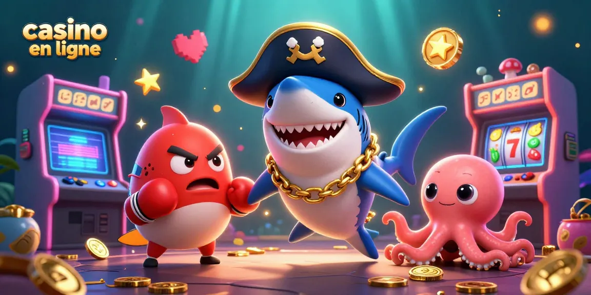 Le casino en ligne vibrant avec un requin pirate et des machines à sous animées.