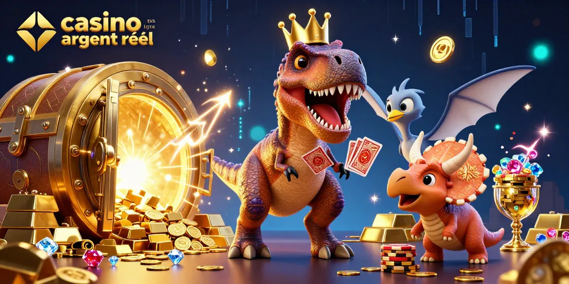 Jouez avec le T-Rex couronné dans ce casino en ligne argent réel rempli d'or et de gemmes.