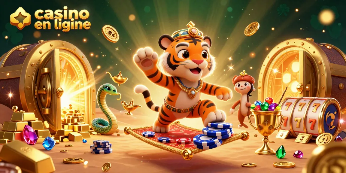 Découvrez des gains au casino en ligne avec cette illustration animée remplie de trésors numériques.