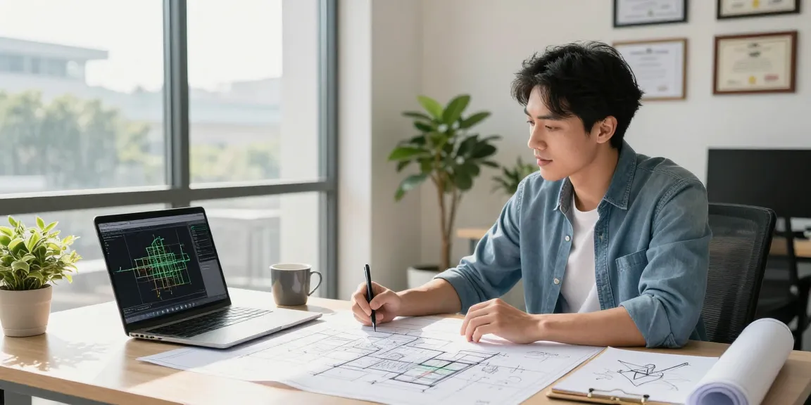 Structural engineer Missouri reviewing architectural plans in professional office setting