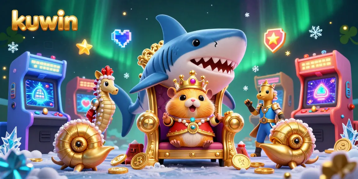 Kuwin game scene featuring a golden hamster king with unique characters and vibrant casino elements.