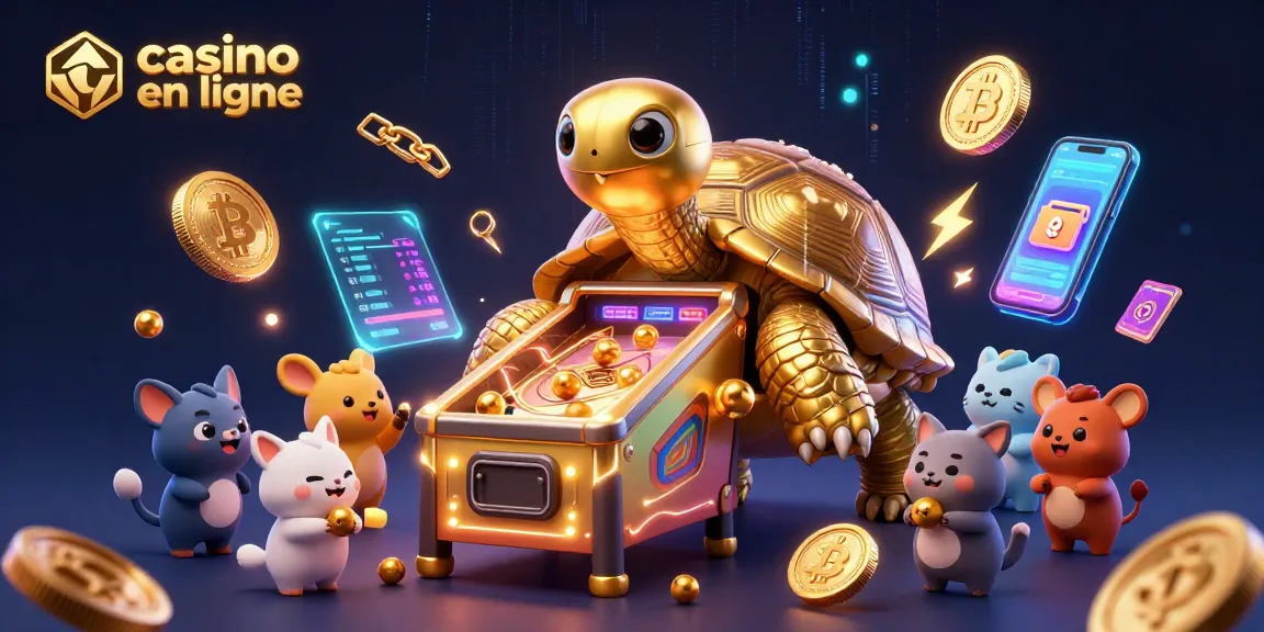 Jeu captivant de casino en ligne avec une tortue dorée et des éléments crypto