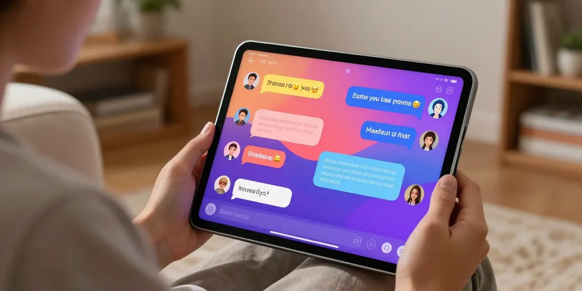 Engaging character AI chat experience on tablet using crushonai in a cozy digital environment.