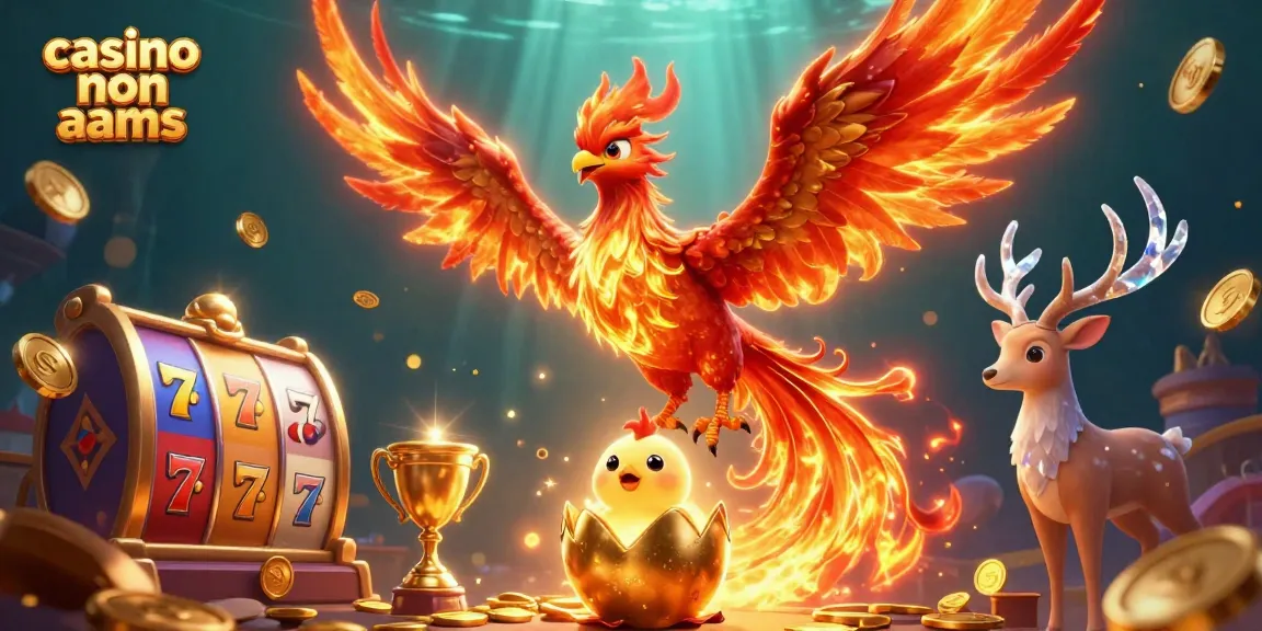 Scopri l'emozione dei casino non AAMS con una scena vibrante di una fenice e slot.