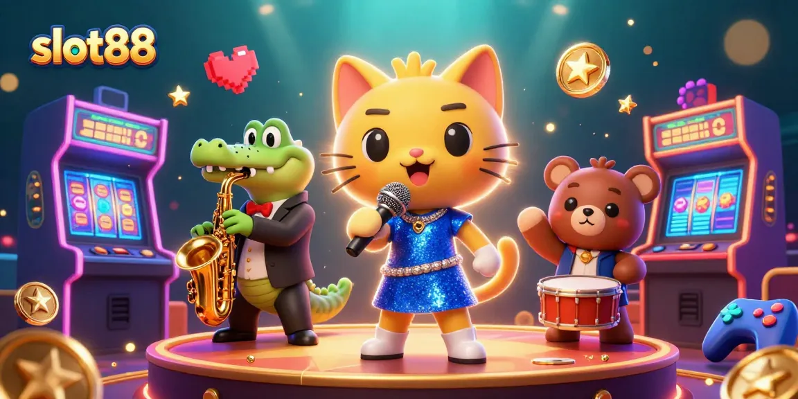 Spin to win big at slot88 with our vibrant casino illustration featuring animated characters.