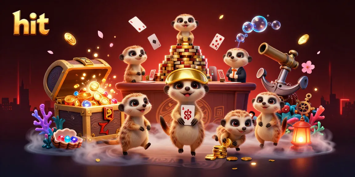 Hit your jackpot with meerkats running a colorful casino operation in this vibrant illustration.