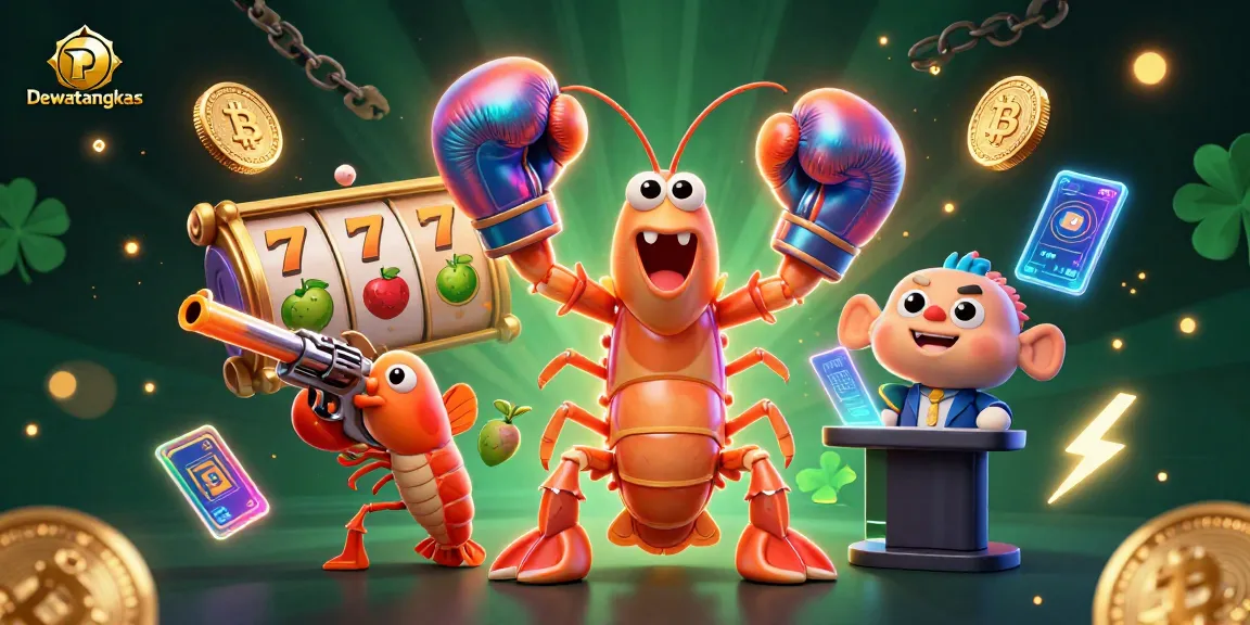 Dewatangkas brings slots to life with dynamic 3D characters and casino elements in a vibrant, colorful scene.