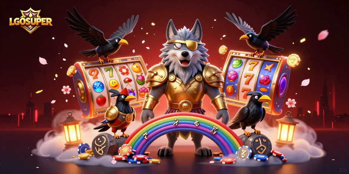 Play and win with LGOSUPER in this vibrant 3D casino-themed illustration.
