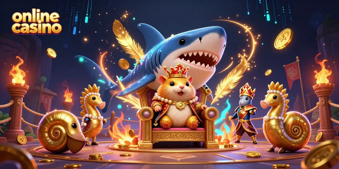 Experience the thrill of an online casino with a whimsical scene of a hamster king and guards in action.