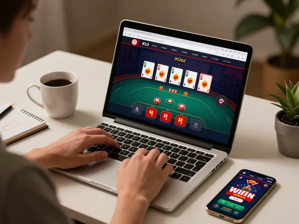 Trải nghiệm trò chơi hấp dẫn tại Luckywin với poker trực tuyến trên một thiết bị laptop tinh tế.