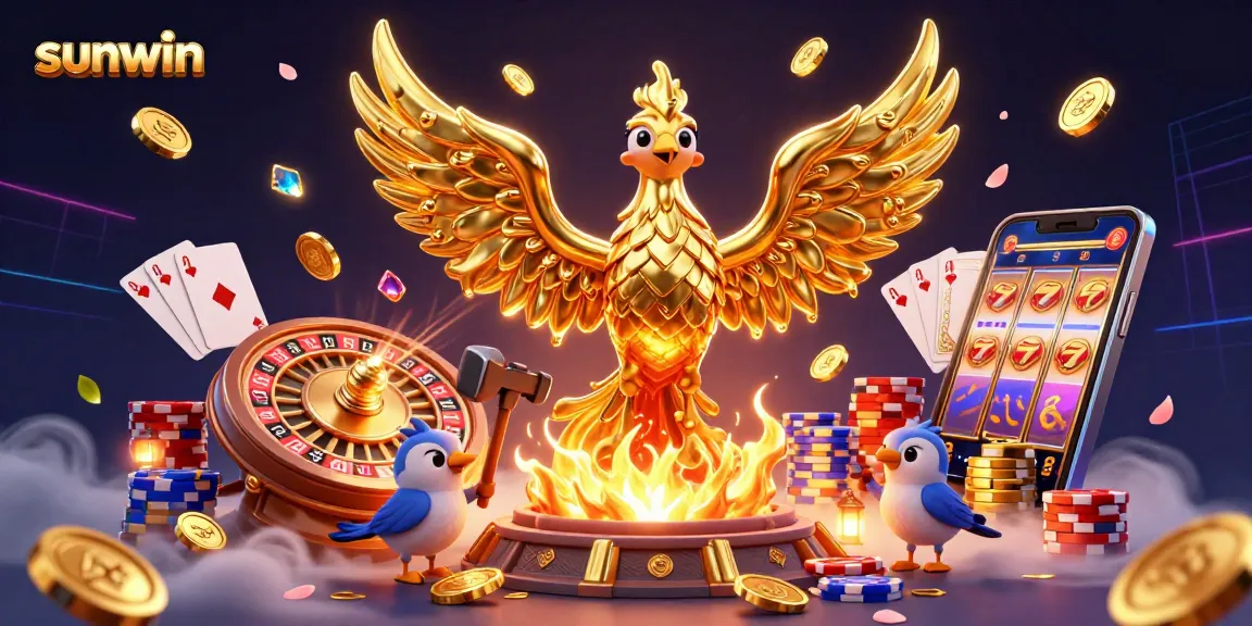 Experience the excitement of sunwin casino with a vibrant scene of games and rewards.