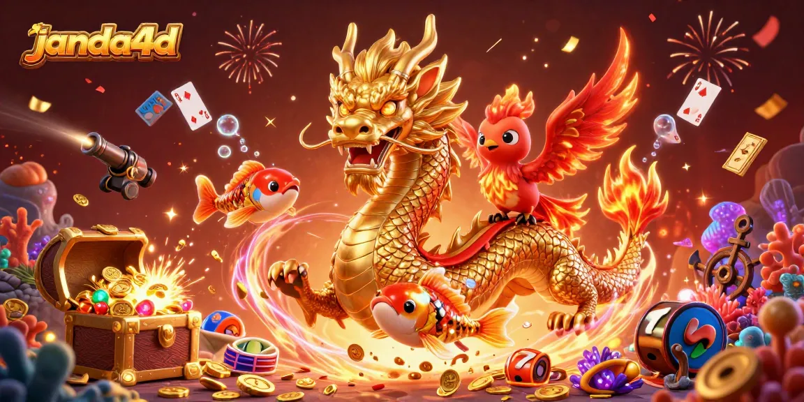 Mainkan slot gacor di JANDA4D dengan naga emas dan ikan koi berkilau berlimpah koin.