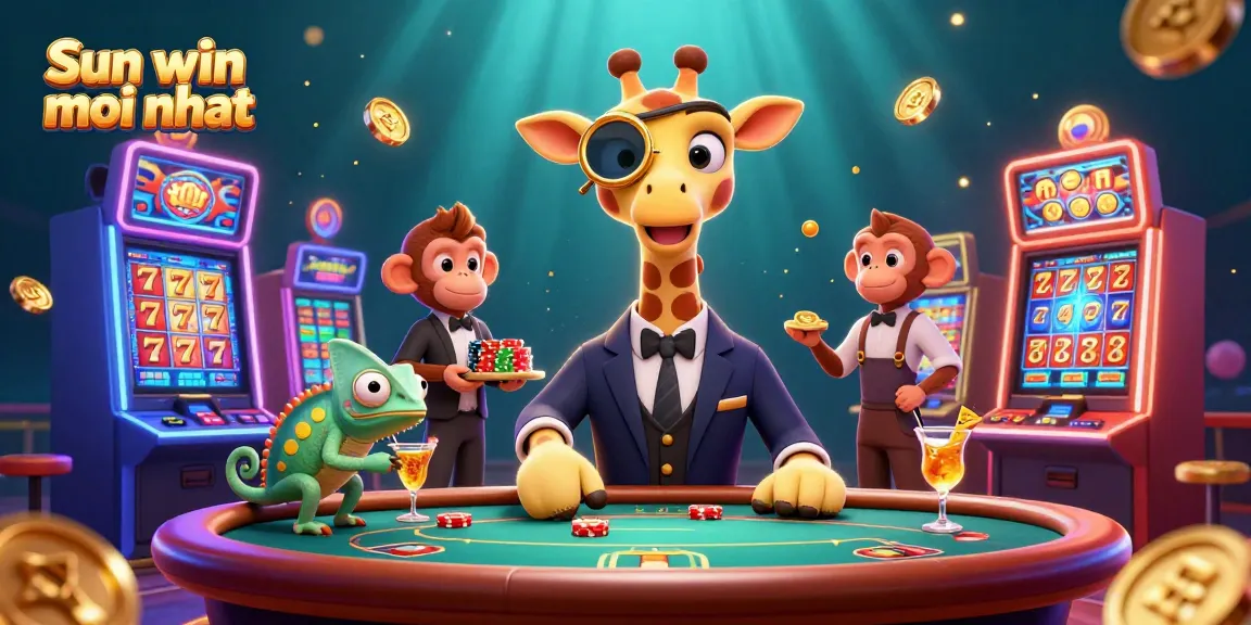 Experience thrilling wins with Sun win moi nhat in this vibrant gambling scene featuring whimsical characters and dynamic slot machines.