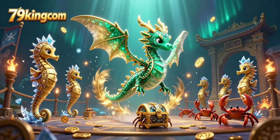 Engage with thrilling gameplay at 79kingcom in this vibrant 3D casino illustration.