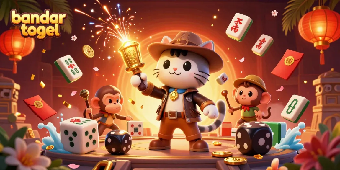 Experience thrilling chances with bandar togel in this vibrant casino treasure hunt illustration.