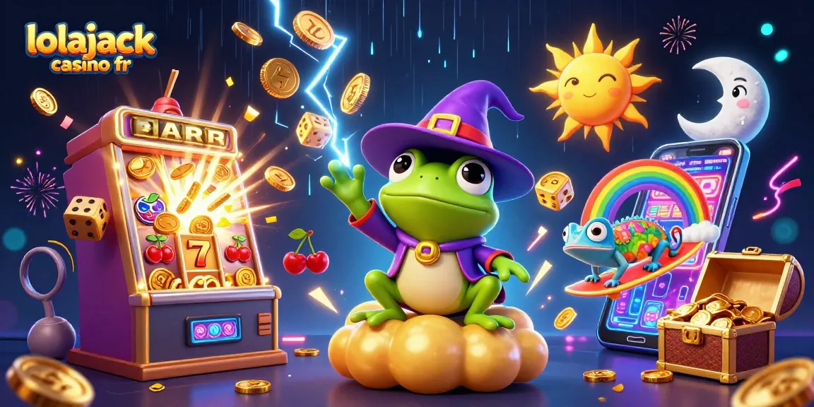 Experience thrilling adventures with lolajack casino fr as characters create golden coin storms with vibrant casino elements.