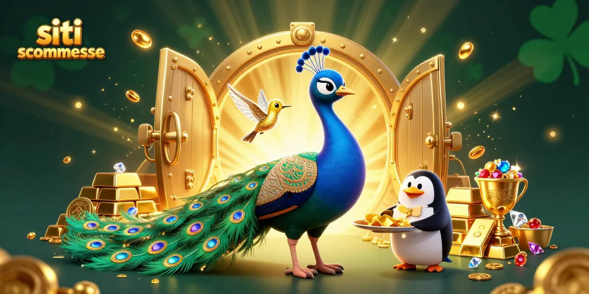 Scommetti con i migliori siti scommesse, con personaggi unici e tesori d'oro in un'illustrazione accattivante.