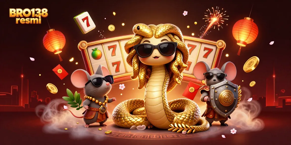 Experience the excitement of BRO138 resmi with a captivating digital illustration of a Medusa character and casino elements.