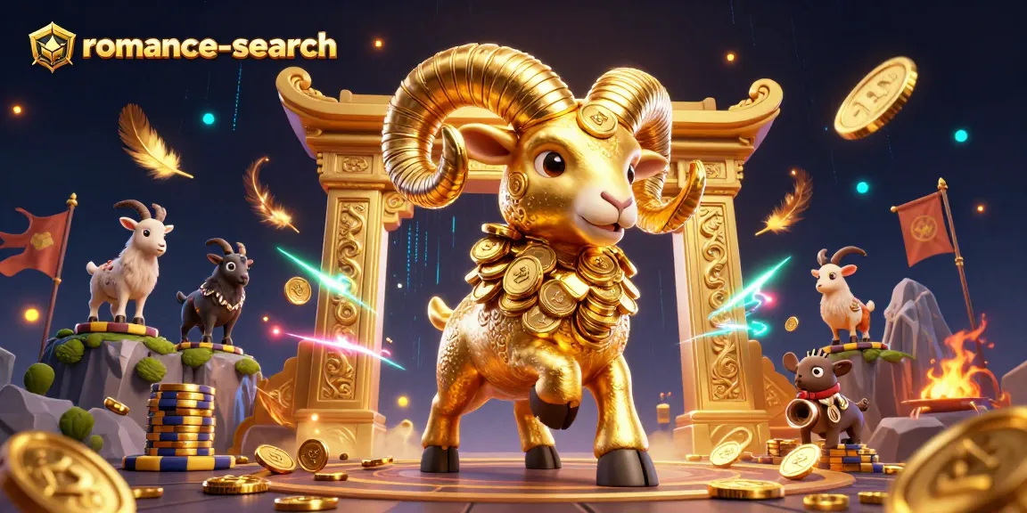 Experience vibrant gameplay action with romance-search as the golden ram charges through a dynamic casino scene.