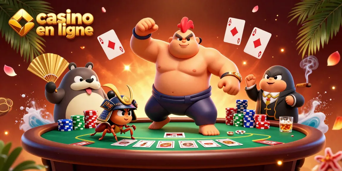 Jouez à des jeux passionnants de casino en ligne avec un sumo colossal et ses enfants combattants.