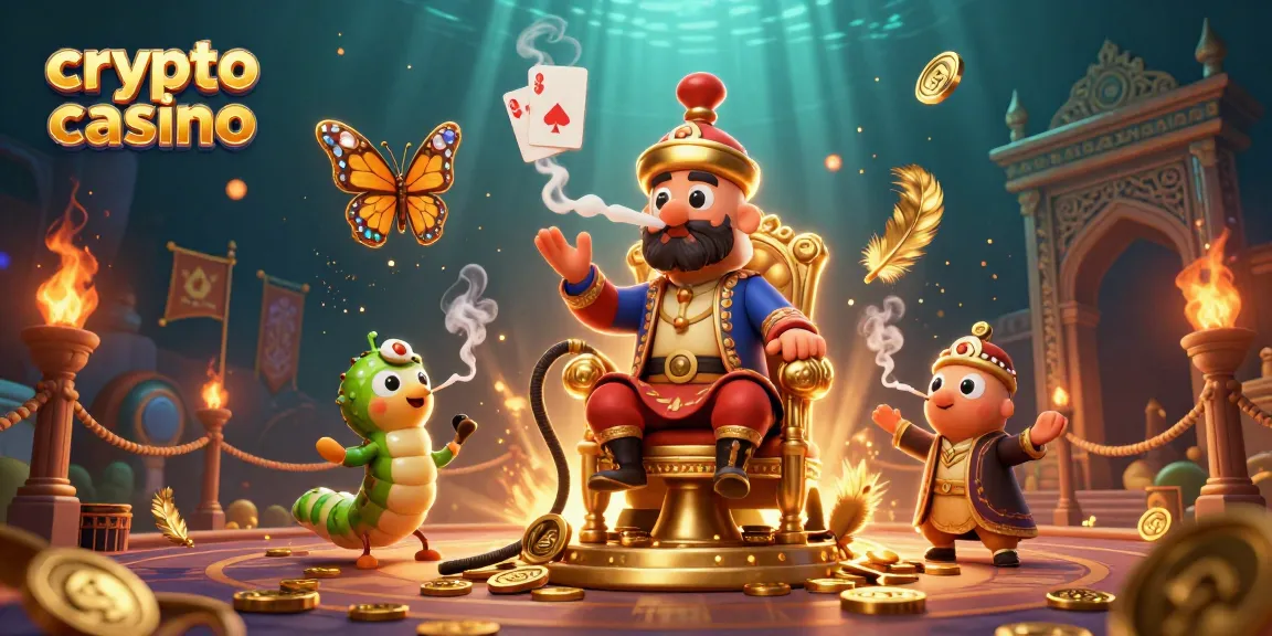 Jouez sur un crypto casino avec des effets de lumière et d'animation captivants autour d'un maître de la chicha.