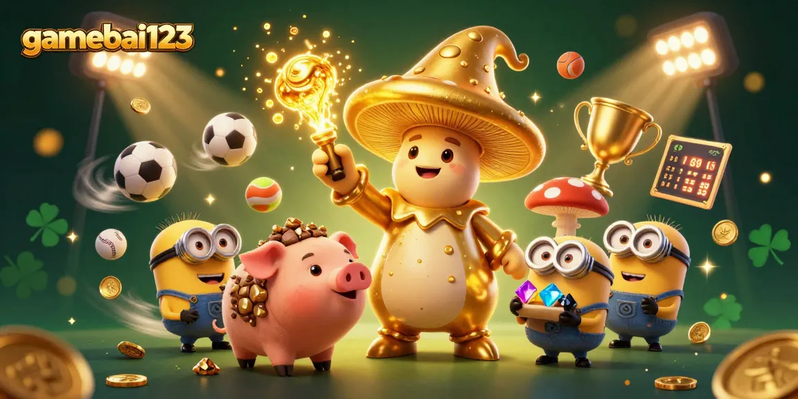 Experience the magic with gamebai123 as the golden mushroom wizard conjures instant wins.
