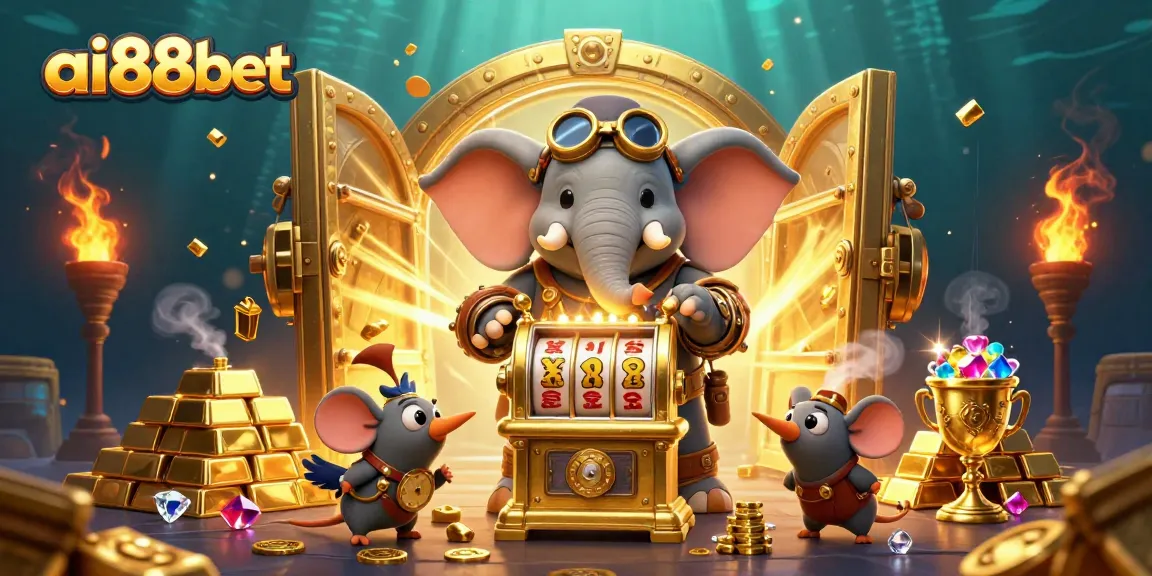 Experience fun and excitement with ai88bet's steampunk casino adventure filled with treasure and vibrant casino elements.