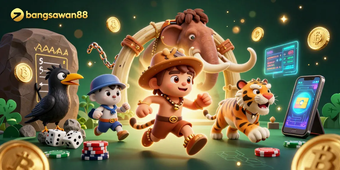 bangsawan88 players engaged in crypto-casino activities with dynamic prehistoric characters