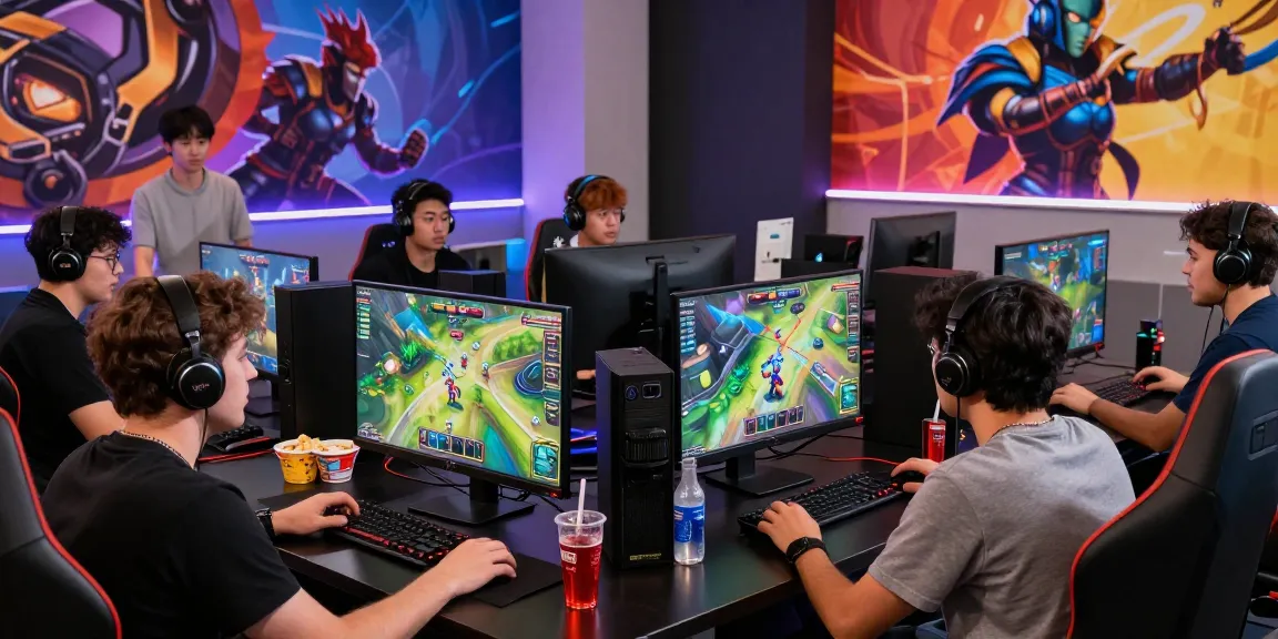 Gamers engaged in competitive gameplay on Nagahitam303 Daftar platform, showcasing vibrant setup and camaraderie.