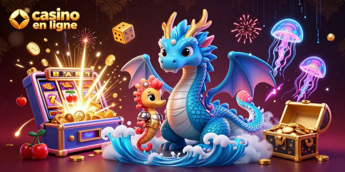 Vivez l'expérience du casino en ligne avec un dragon aquatique et une machine à sous explosant de gains.
