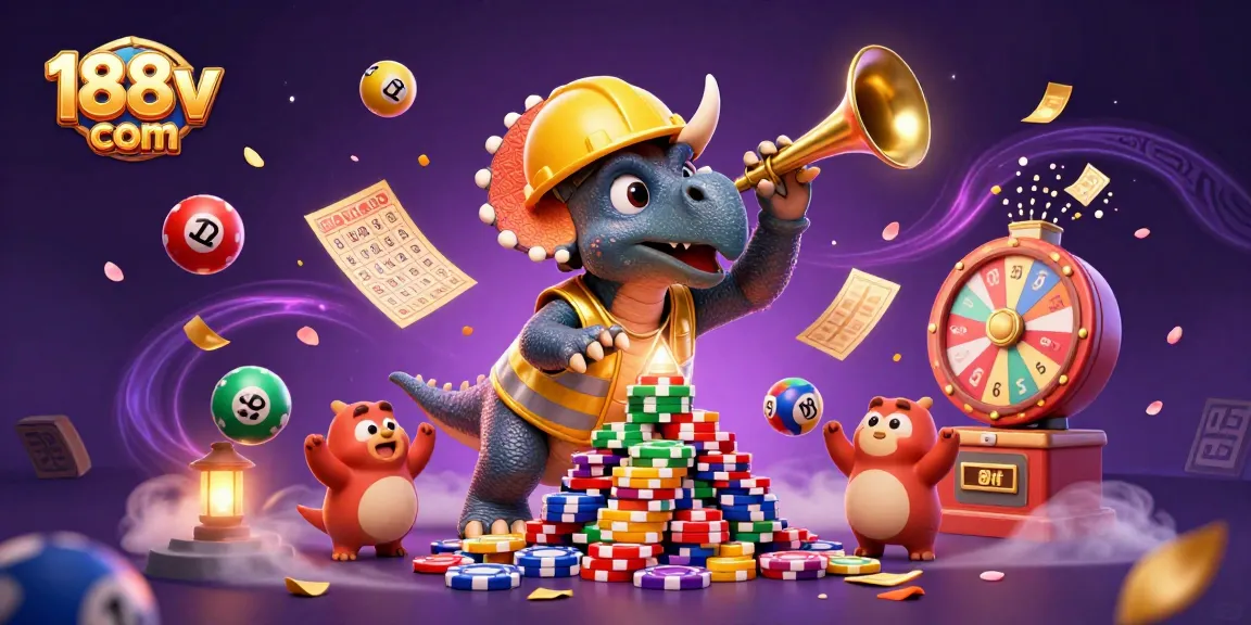 Celebrate wins with 188v com in this dynamic, vibrant casino illustration full of excitement.