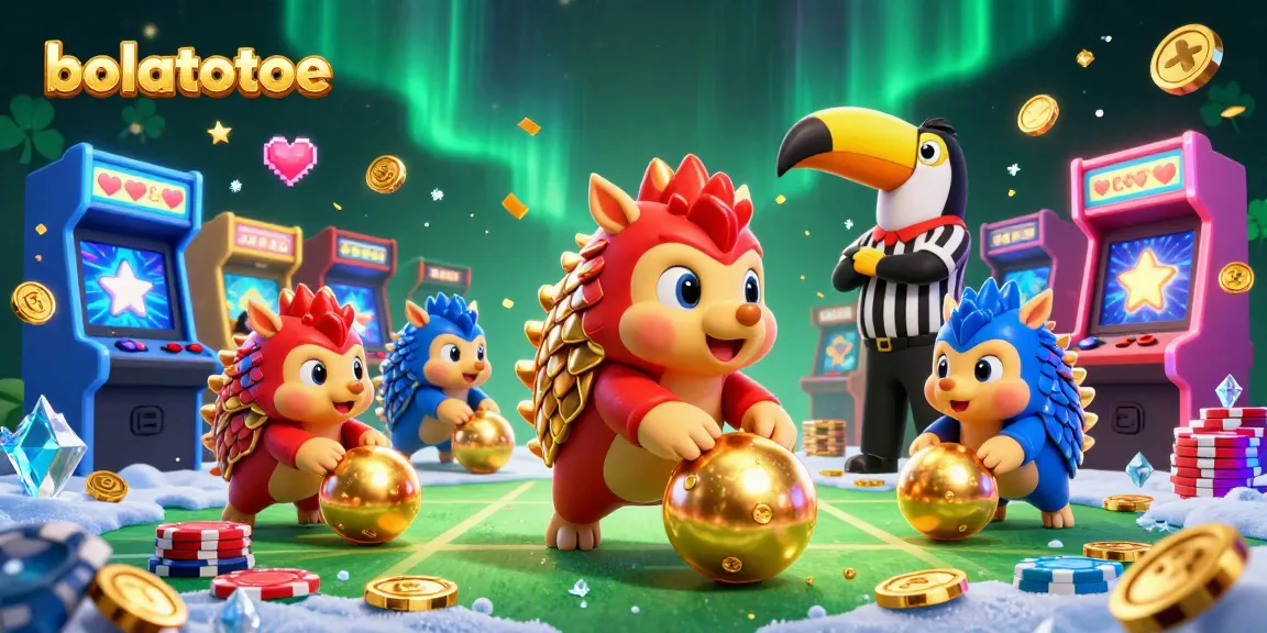 Rival pangolins at bolatotoe strike poker chips while a toucan referee oversees the action in a vibrant casino setting.