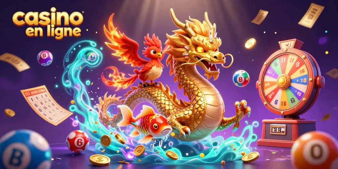 Jouez au casino en ligne avec le dragon chinois, le phénix et des pièces d'or.