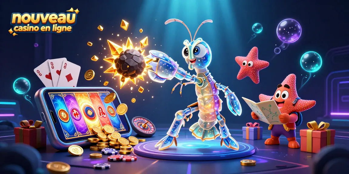 Illustration animée d'un nouveau casino en ligne avec un samouraï et un smartphone affichant des jeux de machines à sous.