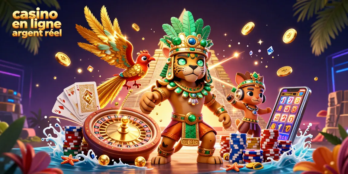 Jouer au casino en ligne argent réel avec un prêtre jaguar et un oiseau quetzal, parmi des éléments de jeu.