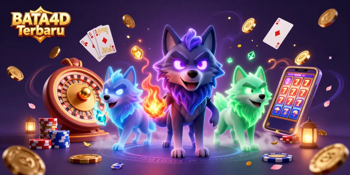 BATA4D Terbaru showcases an exhilarating scene with ghostly wolves, dazzling casino elements, and rich magical details.
