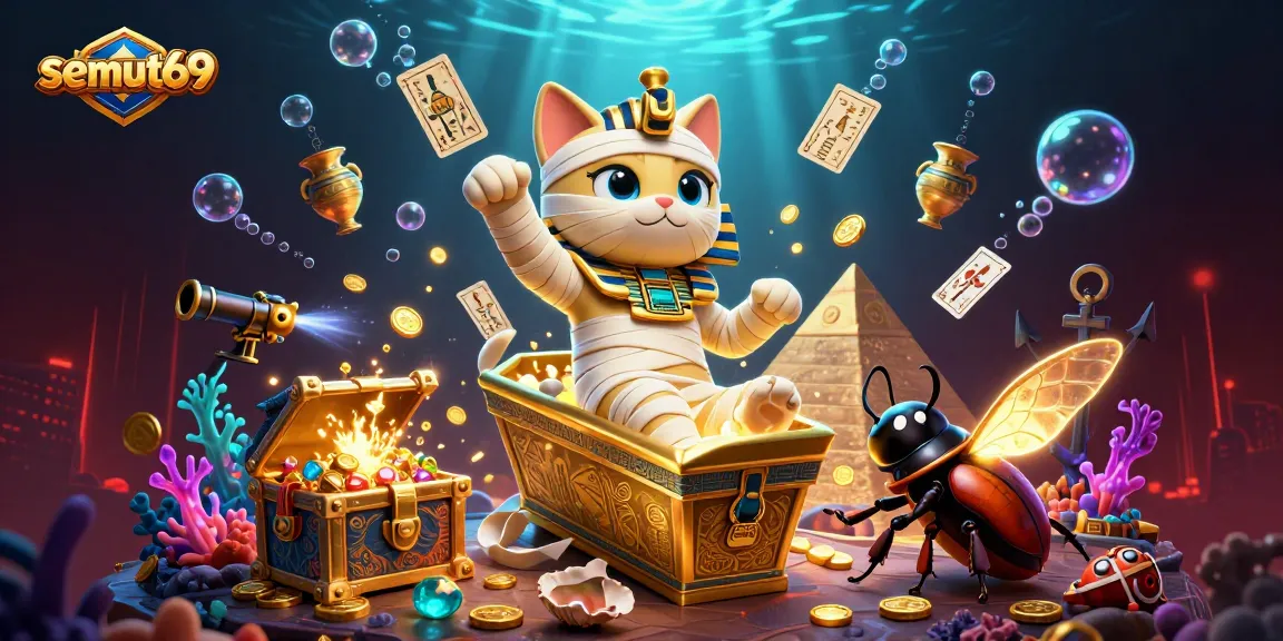 Menggandakan kesenangan bermain di semut69 dengan kasino bertema Mesir dan kucing mummy.