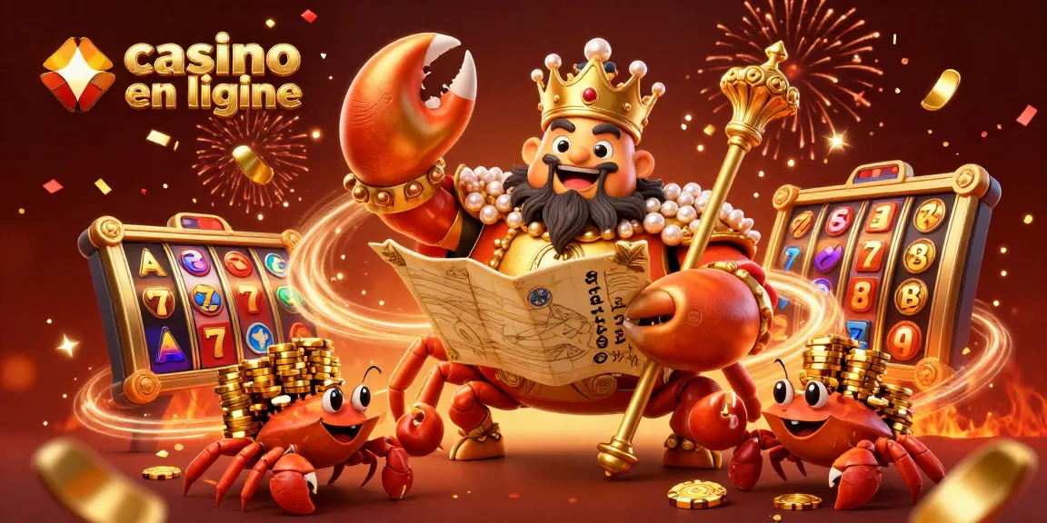 Le roi des crabes dorés célèbre l'univers du casino en ligne avec des jackpots scintillants.
