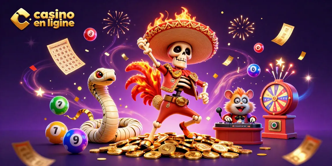 Le casino en ligne offre un spectacle animé avec un rooster mariachi dansant sur des pièces d'or et des éléments de jeu vibrants.