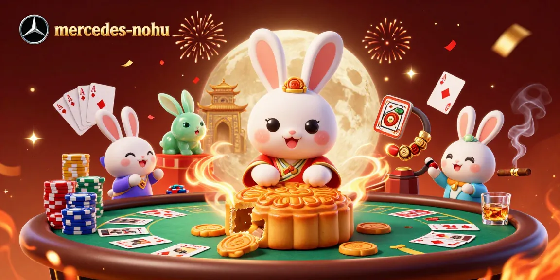 Join the excitement at mercedes-nohu with a magical moon rabbit pounding mooncakes revealing poker chips.