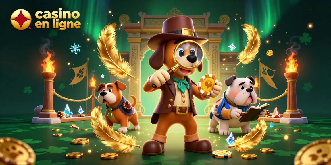 Explorez les jeux de casino en ligne avec un détective cartoon et son compagnon buldog.