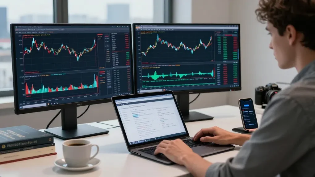 MetaTrader 5 trader analyzing live market data in a modern workspace