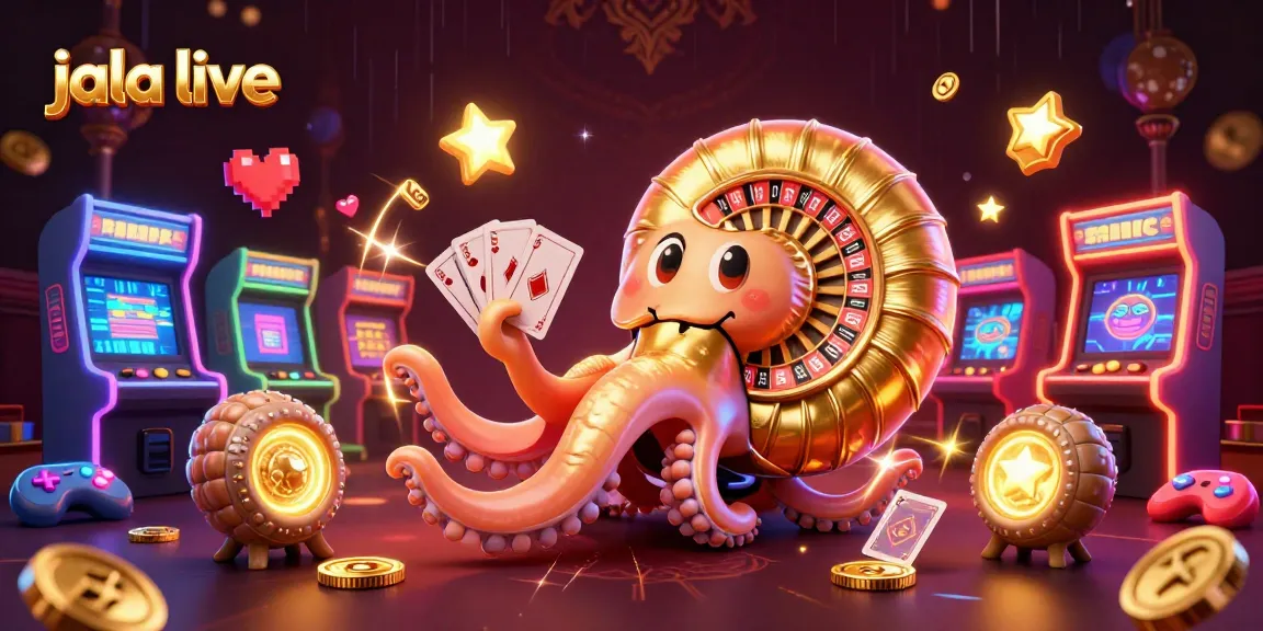 Engage in thrilling jala live streaming with a giant nautilus and glowing game elements.