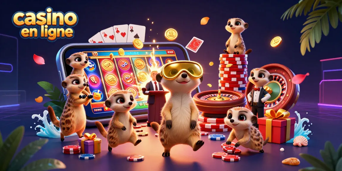 Casino en ligne : Les suricates gèrent une opération de casino animée avec des éléments de jeu dynamiques.