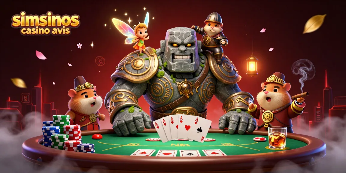 Simsinos casino avis : consultez notre illustration dynamique d'un casino en ligne avec des éléments de jeu de poker.