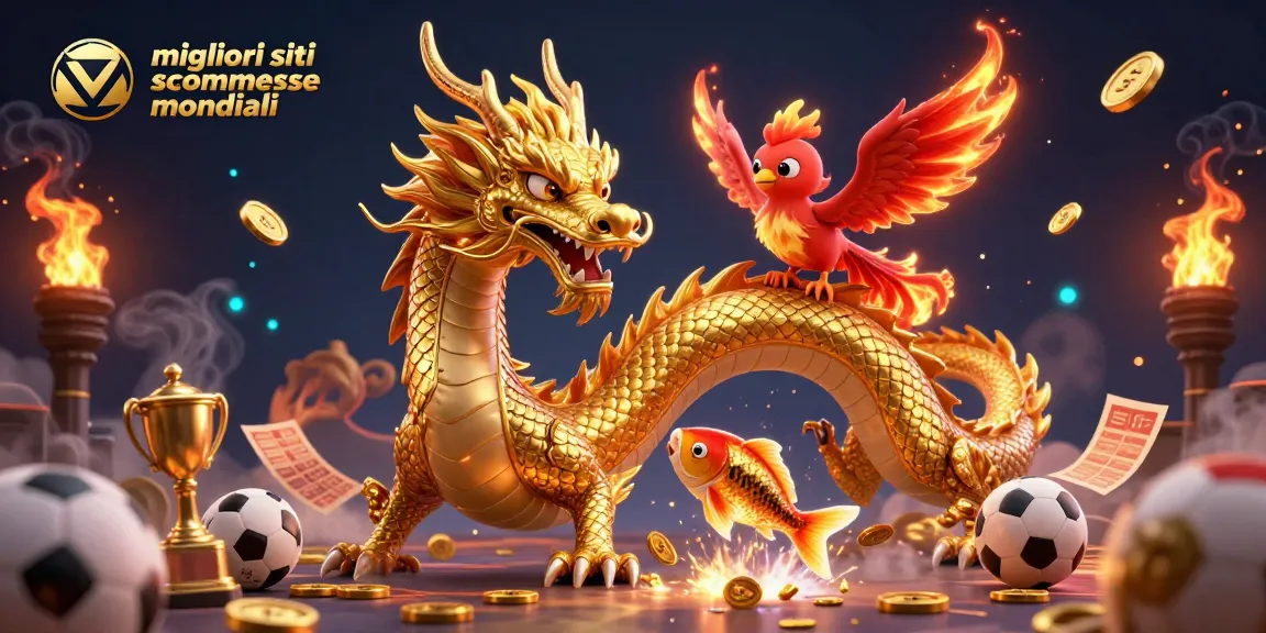 Scopri i migliori siti scommesse mondiali per il 2026 con una scena affascinante di un drago e un pesce dorato.